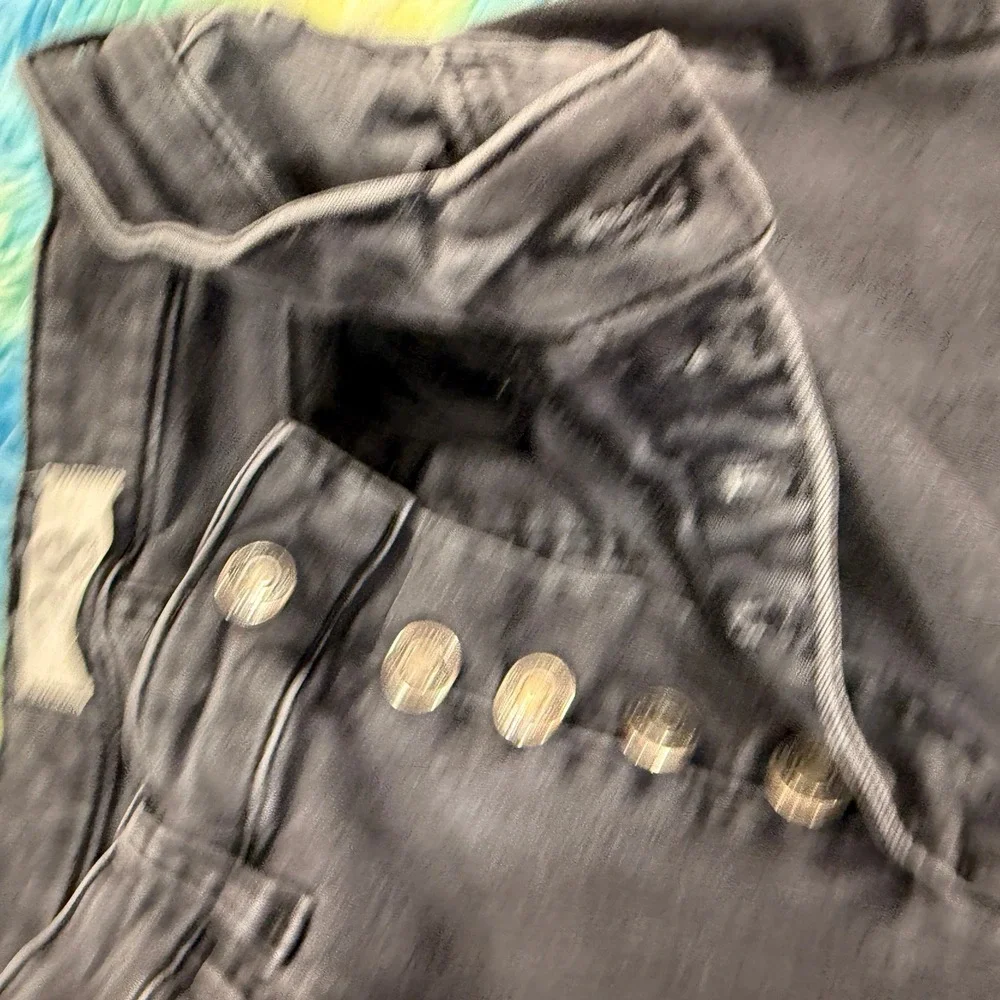 Free‎ People Skinny Jeans Womens 28 Black Distressed Button Fly High Rise